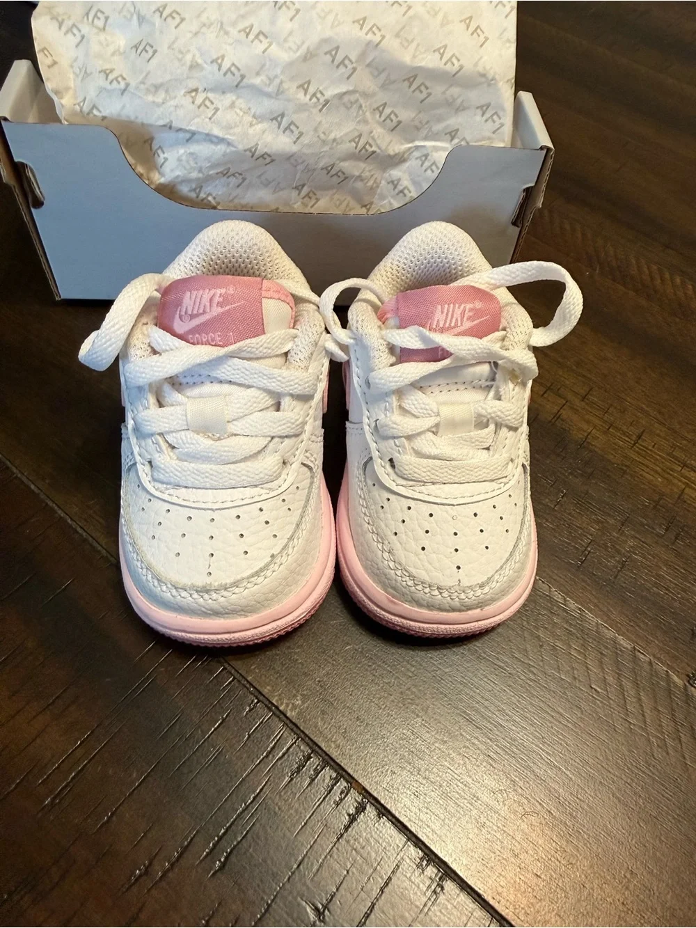 Nike Baby White & Pink Force 1s